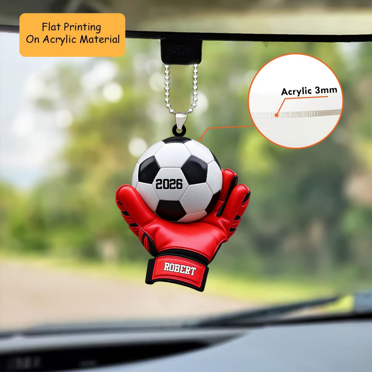 Personalized Soccer Goalkeeper Christmas Ornament, Goalie Gloves Cupping Football Keepsake, Custom Ornament Christmas Gift, Keychain Soccer, Car Ornament Soccer