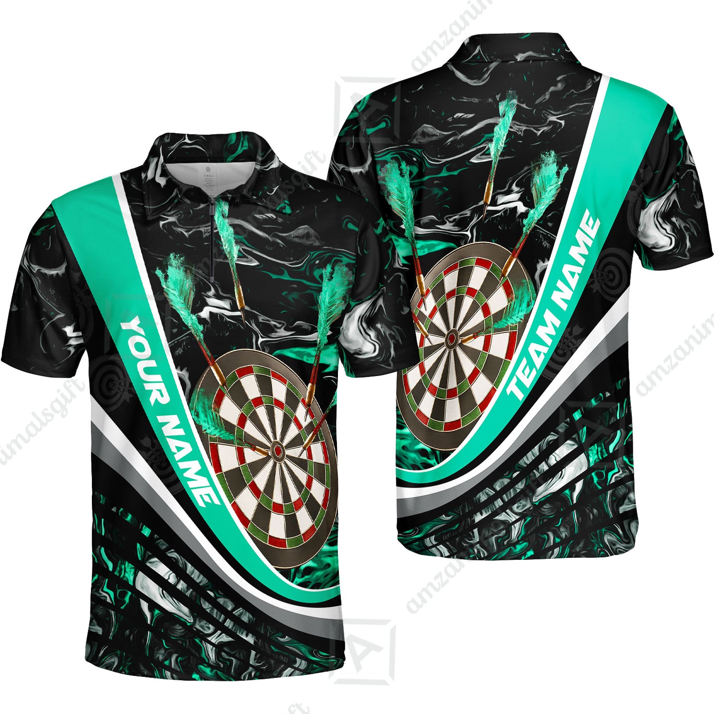 Customized Darts Quarter-Zip Polo Shirt, Darts Flaming Magma Multicolor Zip Polo Shirt Team Jersey For Darts Player