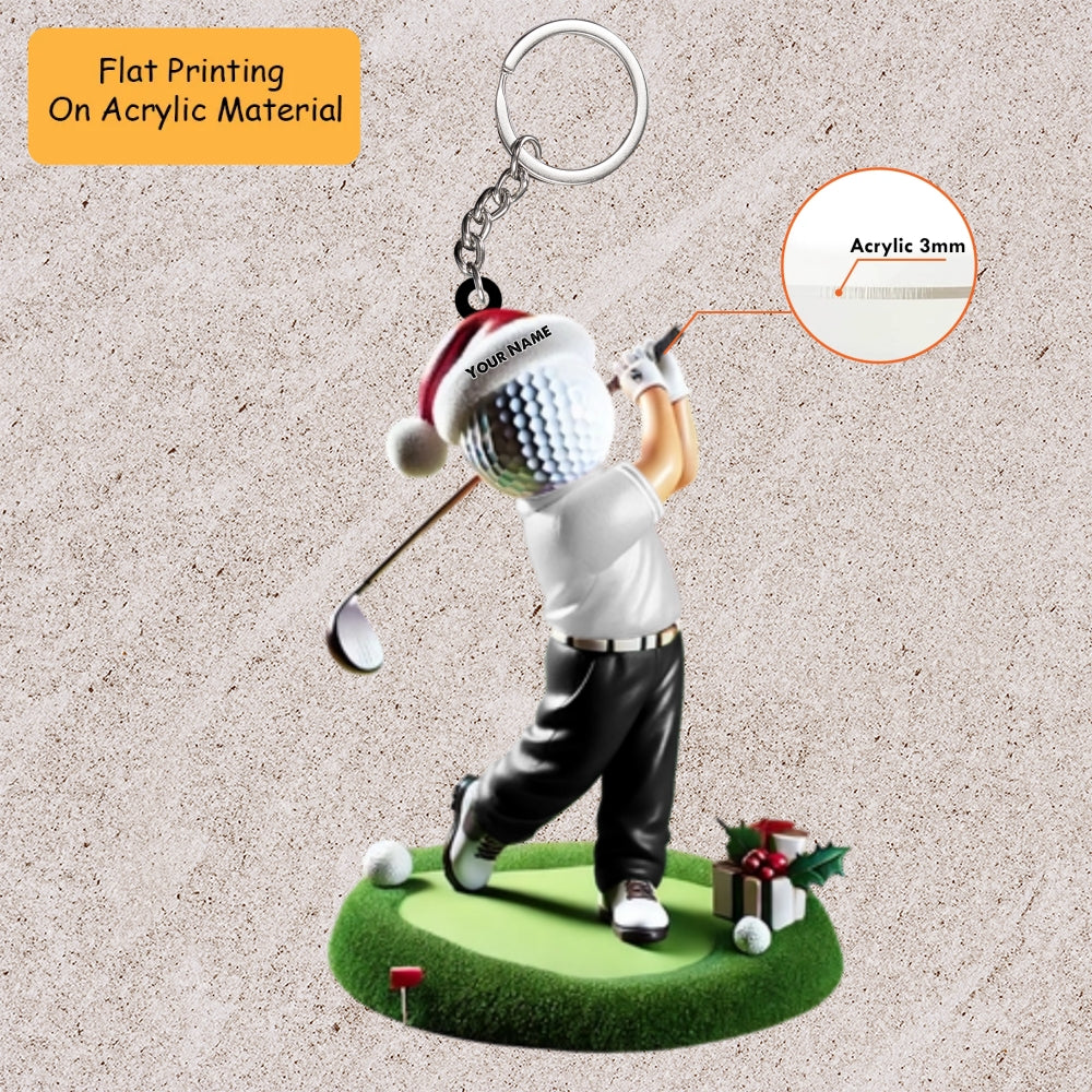 Personalized Golf Christmas Acrylic Ornament, Golf Christmas Keychain, Car Ornament, Christmas Ornament Gifts