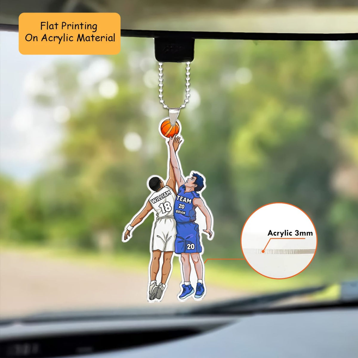Personalized Basketball Christmas Ornament, Basketball Player, Custom Ornament Christmas Gift, Keychain Basketball, Car Ornament Basketball