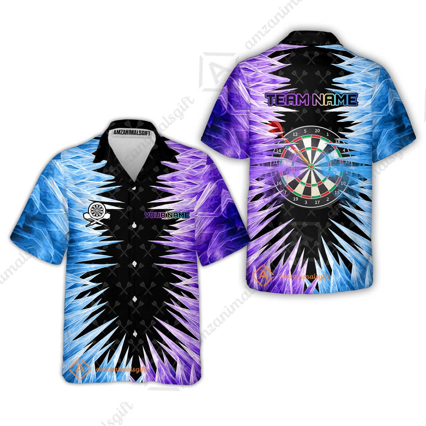 Customized Darts Hawaiian Shirt, Darts Dartboard Ice And Fire Multicolor Hawaiian Shirt Jersey For Darts Players