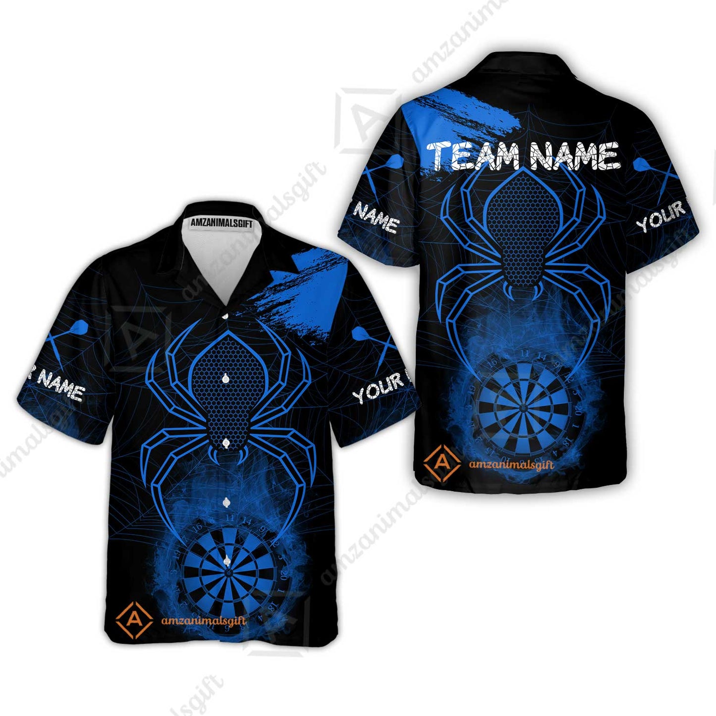 Customized Darts Hawaiian Shirt, Darts Spider Men's Grunge Darts Smoke Dartboard Hawaiian Shirt for Darts Players