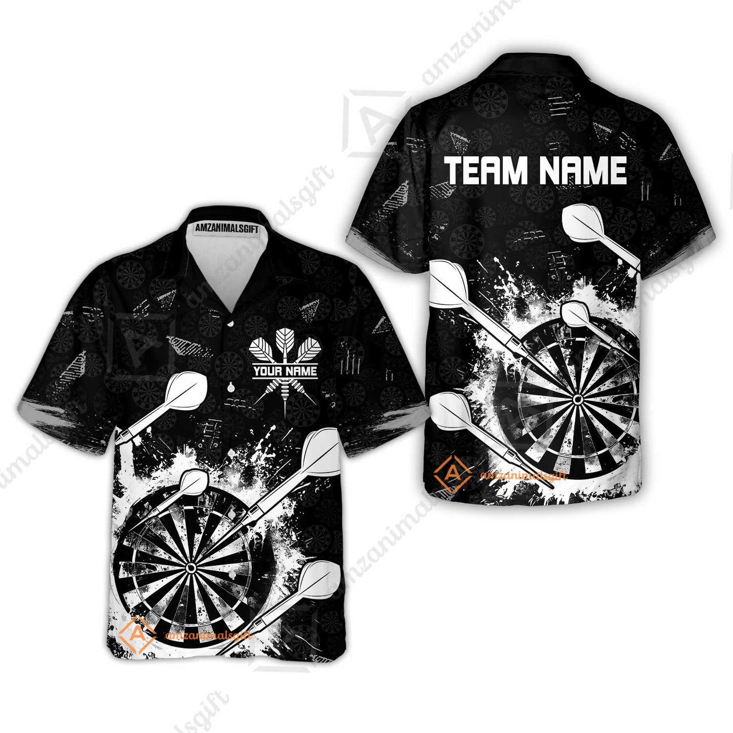Customized Darts Hawaiian Shirt, Darts Grunge Dartboard Hawaiian Shirt Team Style Jersey for Darts Players