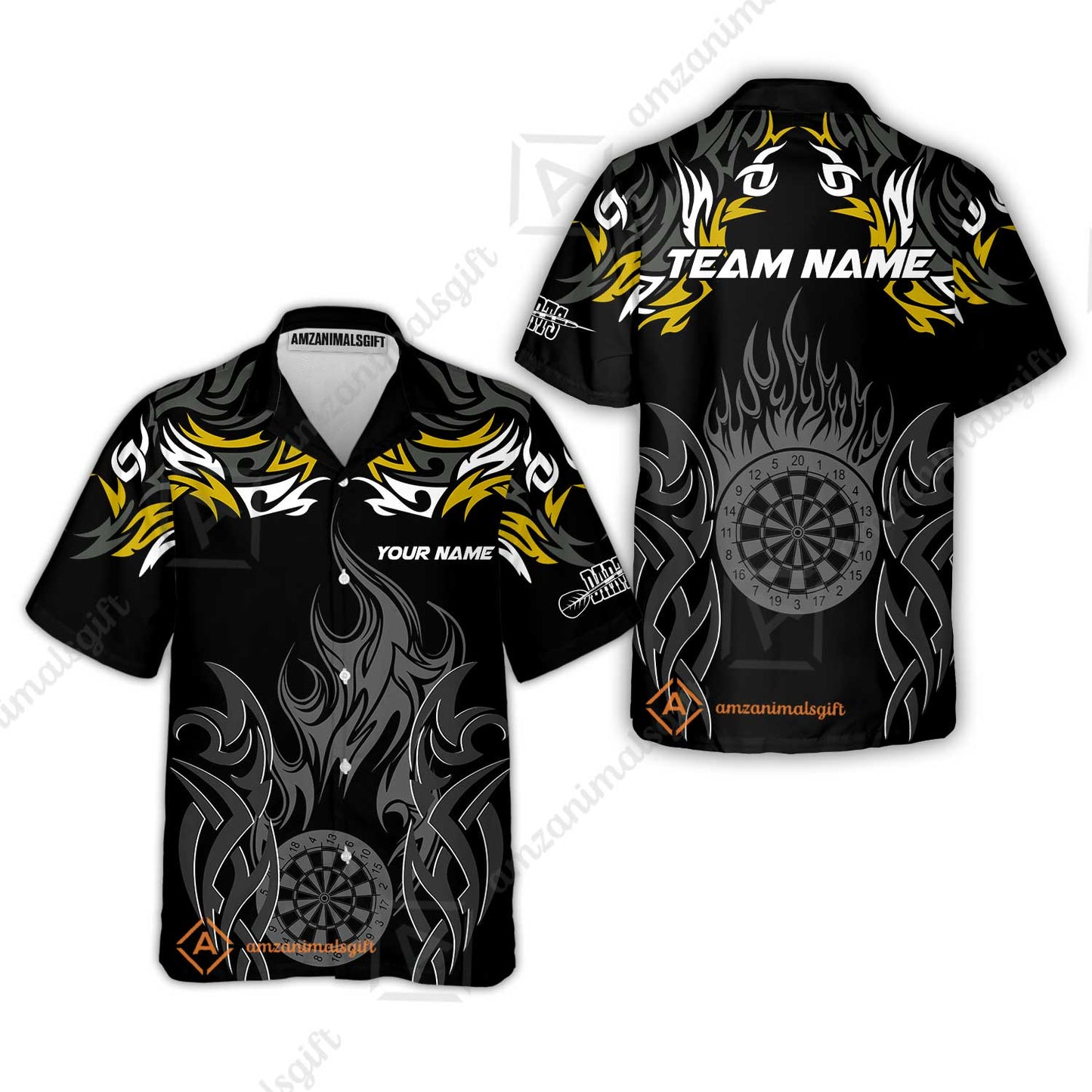Customized Darts Hawaiian Shirt, Dartboard Fire Flame Darts Hawaiian Shirt Multicolor Team Style, Jersey for Darts Players