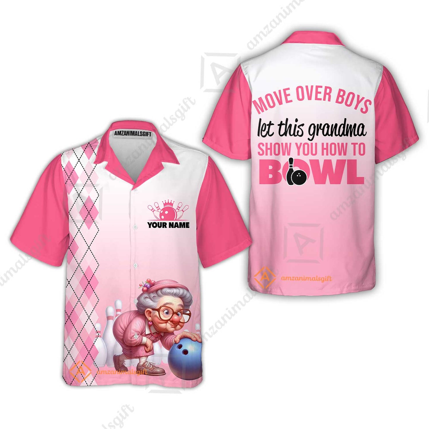 Customized Bowling Grandma Hawaiian Shirt , Bowling Grandma Pink Style Let This Grandma Show You How To Bowl