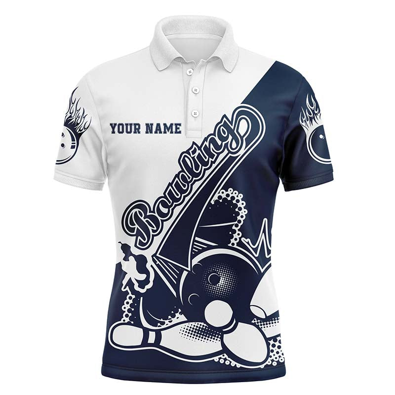 Bowling Custom Men Polo Shirt - Customize Name Bowling Strike Bowling Ball And Pins Personalized Bowling Polo Shirt - Perfect Gift For Friend, Family
