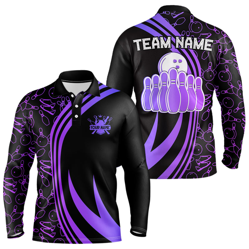 Customized Bowling Team Long Sleeve Polo Shirt Neon Multicolor Bowling Uniforms With Name And Team Name For Bowlers