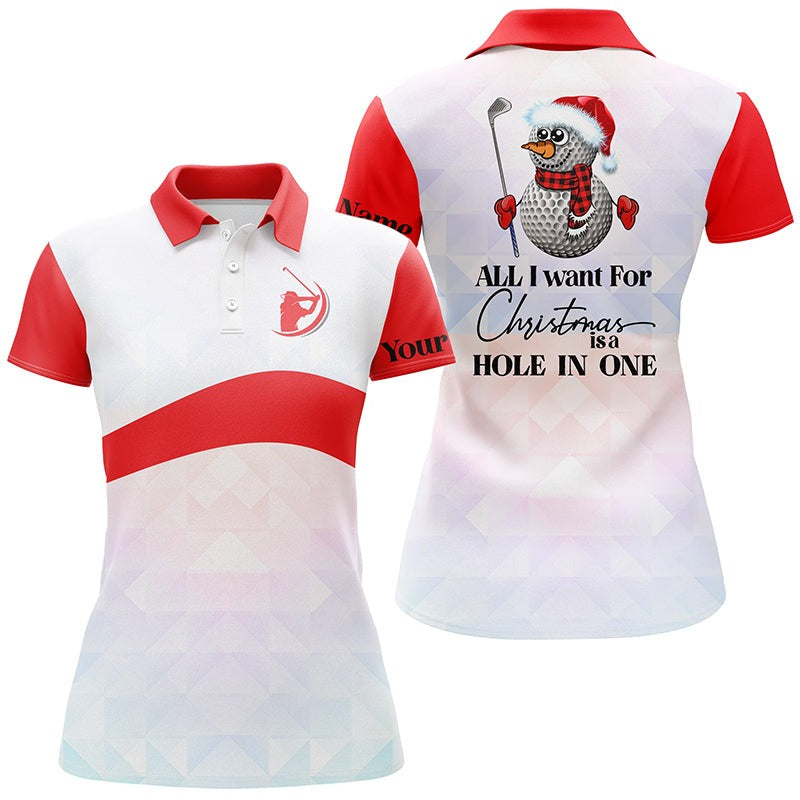 Customized Name Golf Women Polo Shirts, Funny Christmas Personalized Christmas Is A Hole In One Shirt - Perfect Gift For Ladies, Golfers, Golf Lovers