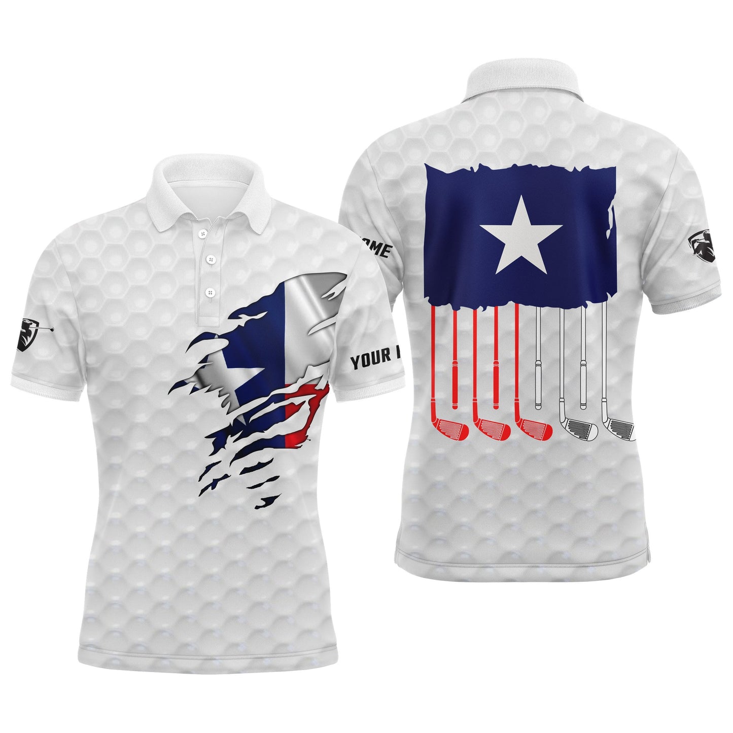 Golf Custom Name Long Sleeve Polo Shirt Patriotic Texas Flag Men Golfer Apparel, Best Outfit For Men, Golf Lover, Team, Golfer