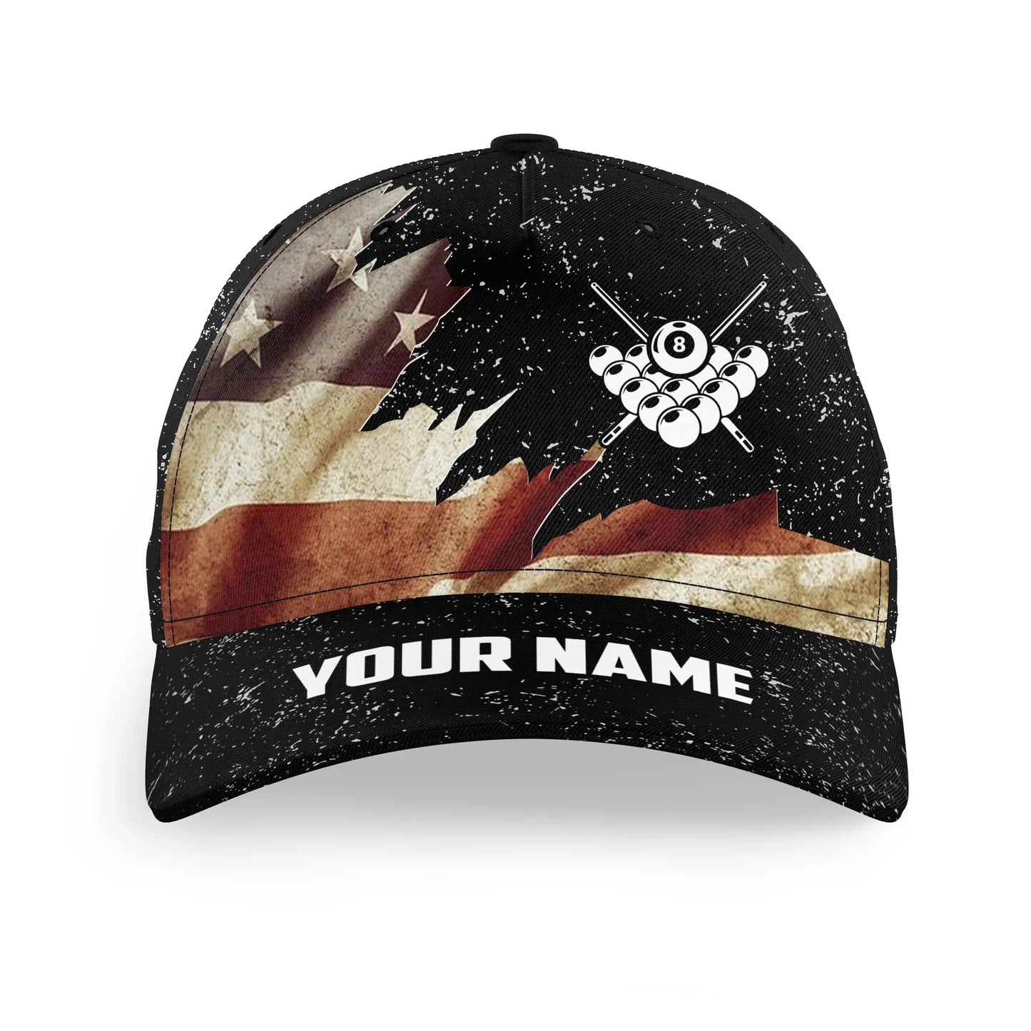 Customized Billiard 8 Ball Pool Retro American Flag Classic Cap, Perfect Hat Cap For Billiard Players, Billiard Team