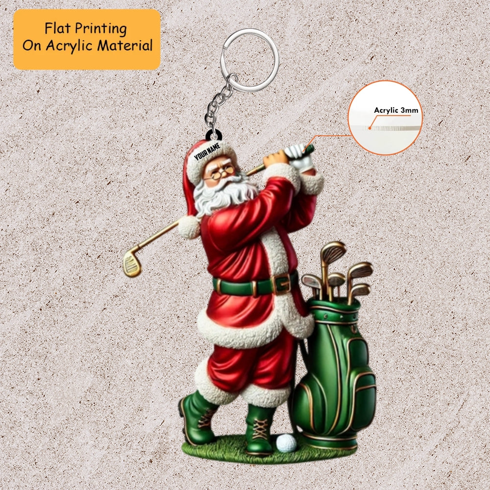 Personalized Golf Christmas Acrylic Ornament, Golf Christmas Keychain, Car Ornament, Christmas Ornament Gifts