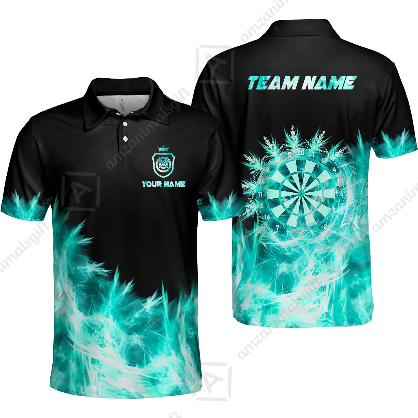 Customized Darts Polo Shirt, Darts Icy Light Black And Multi Color Team Polo Jersey For Darts Player