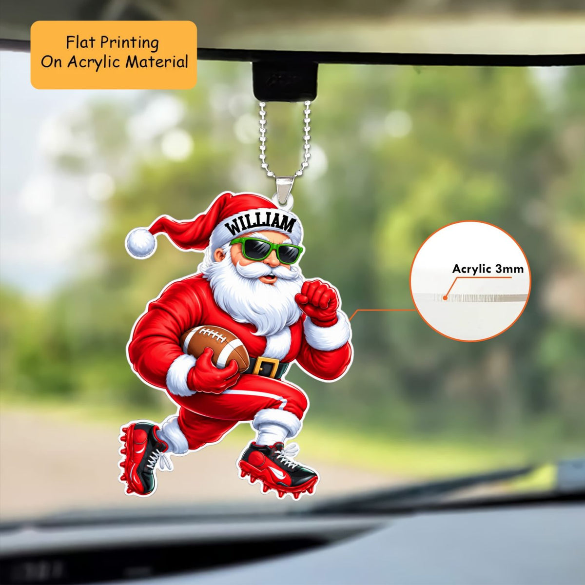 Personalized American Football Christmas Ornament, Santa Play American Football, Custom Ornament Christmas Gift, Keychain American Football, Car Ornament American Football