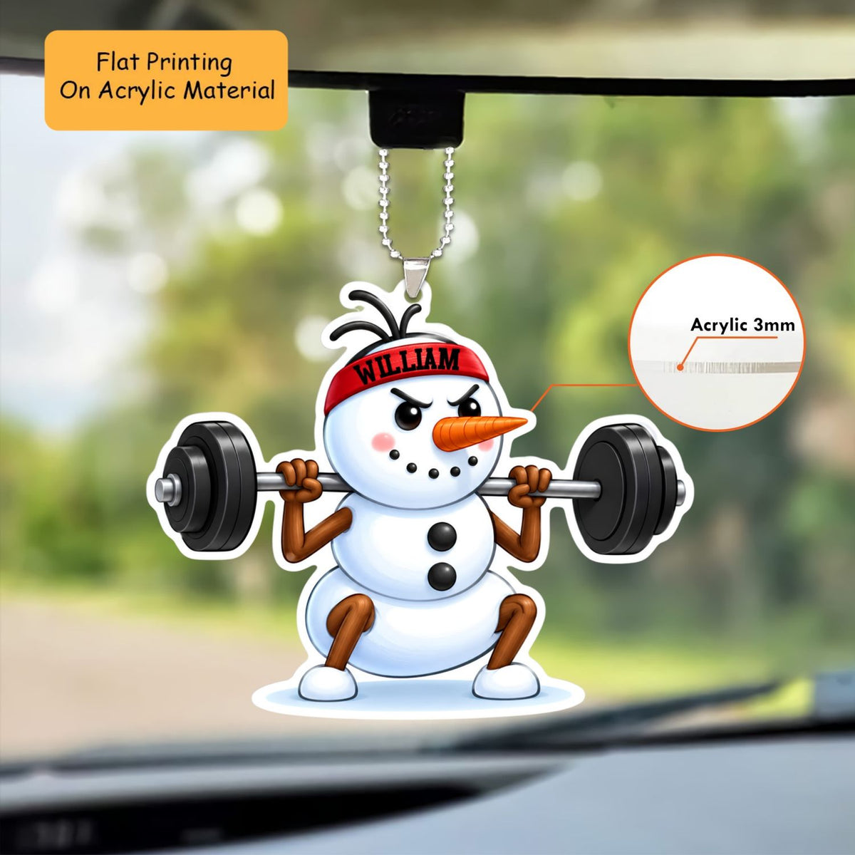 Personalized Christmas Gym Fitness Ornament, Gymmer Snowman, Custom Ornament Christmas Gift, Keychain Gym Fitness Christmas, Car Ornament Gym Fitness Christmas