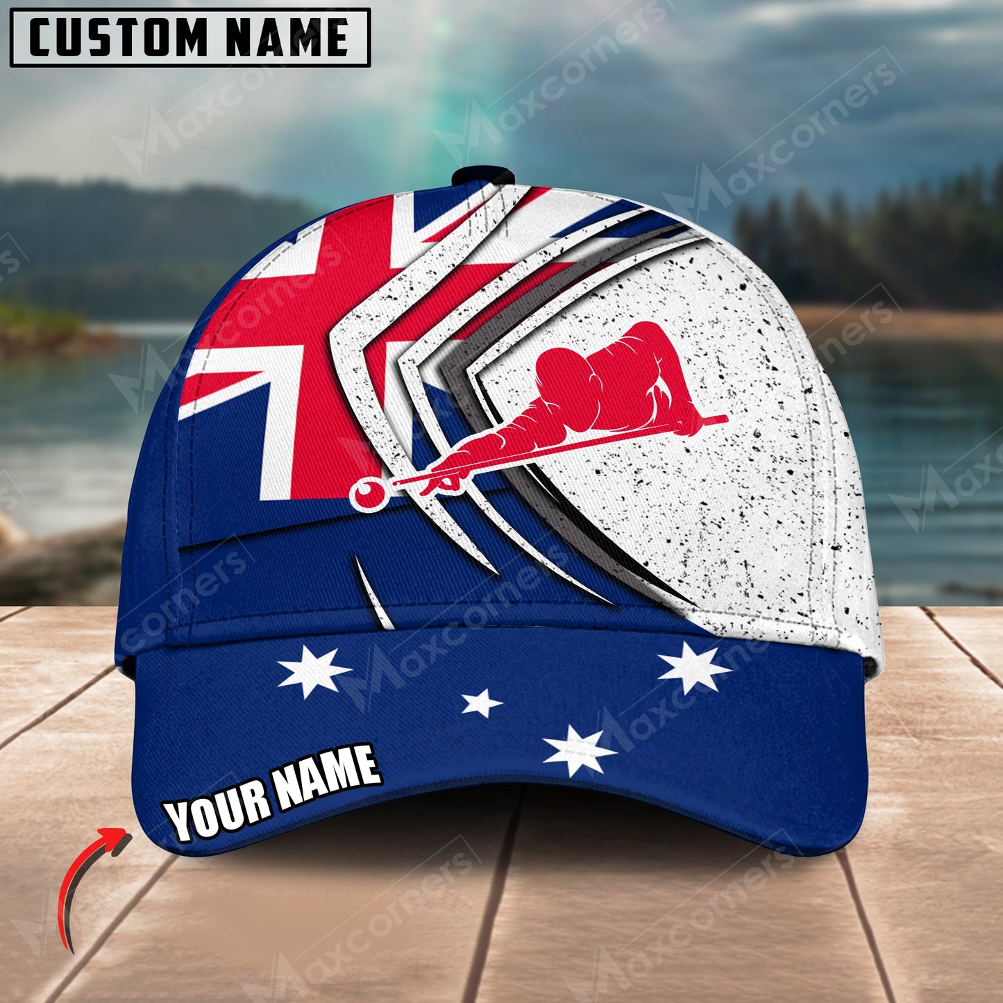 Customized Billiard Cap, Billiard Pool Australian Flag Pool Shooter Personalized Name 3D Hats, Best Billiard Pool Hat For Billiard Players
