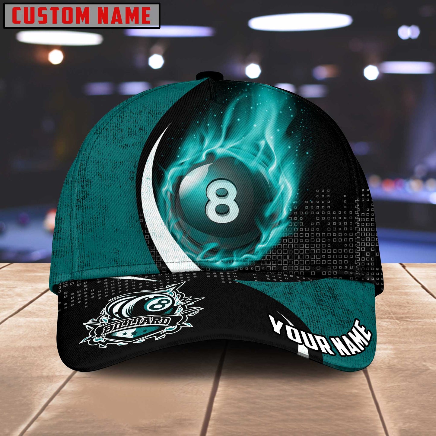 Customized Billiard Cap, Billiard Pool Ball 8 Art Color Fire Personalized Name 3D Hats, Best Billiard Pool Hat For Billiard Players