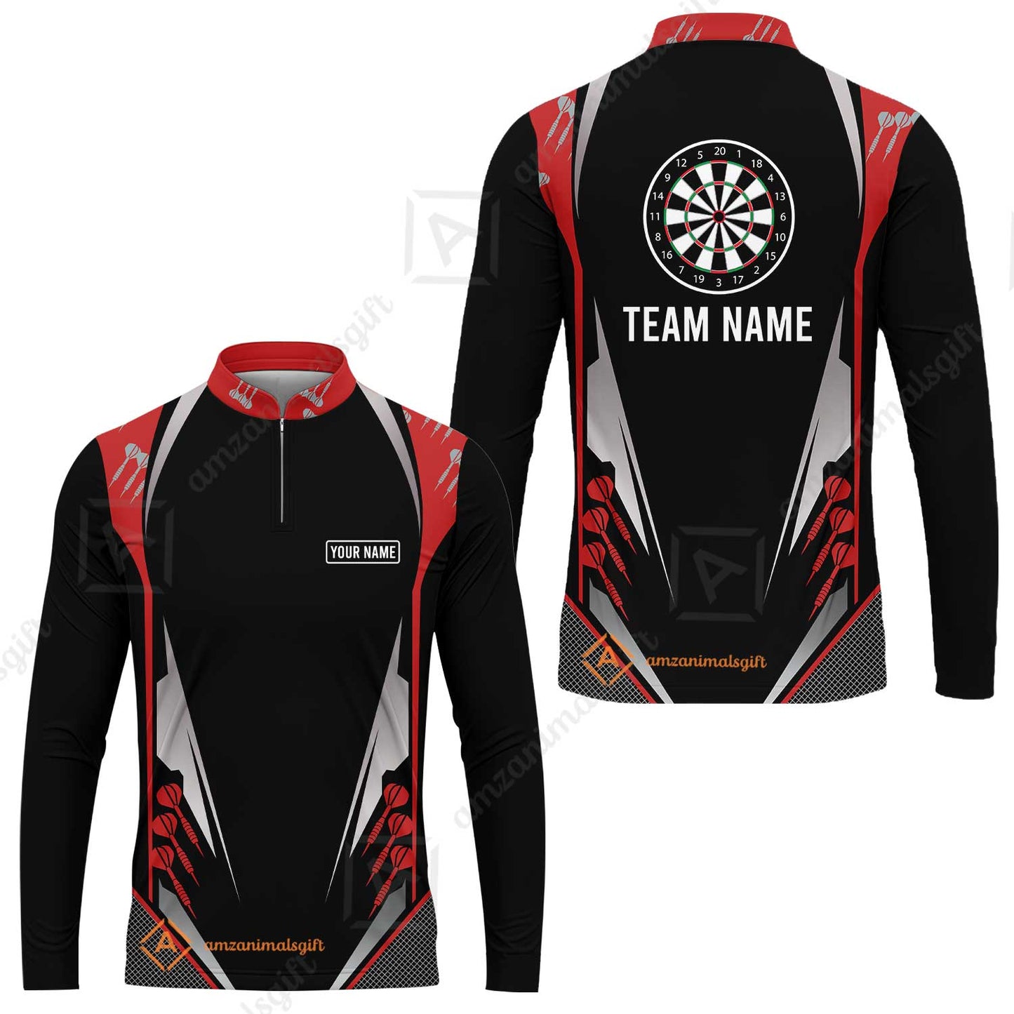 Customized Darts Team Long Sleeve Jersey, Dartboard Center Multicolor Option With Personalized Name And Team Name
