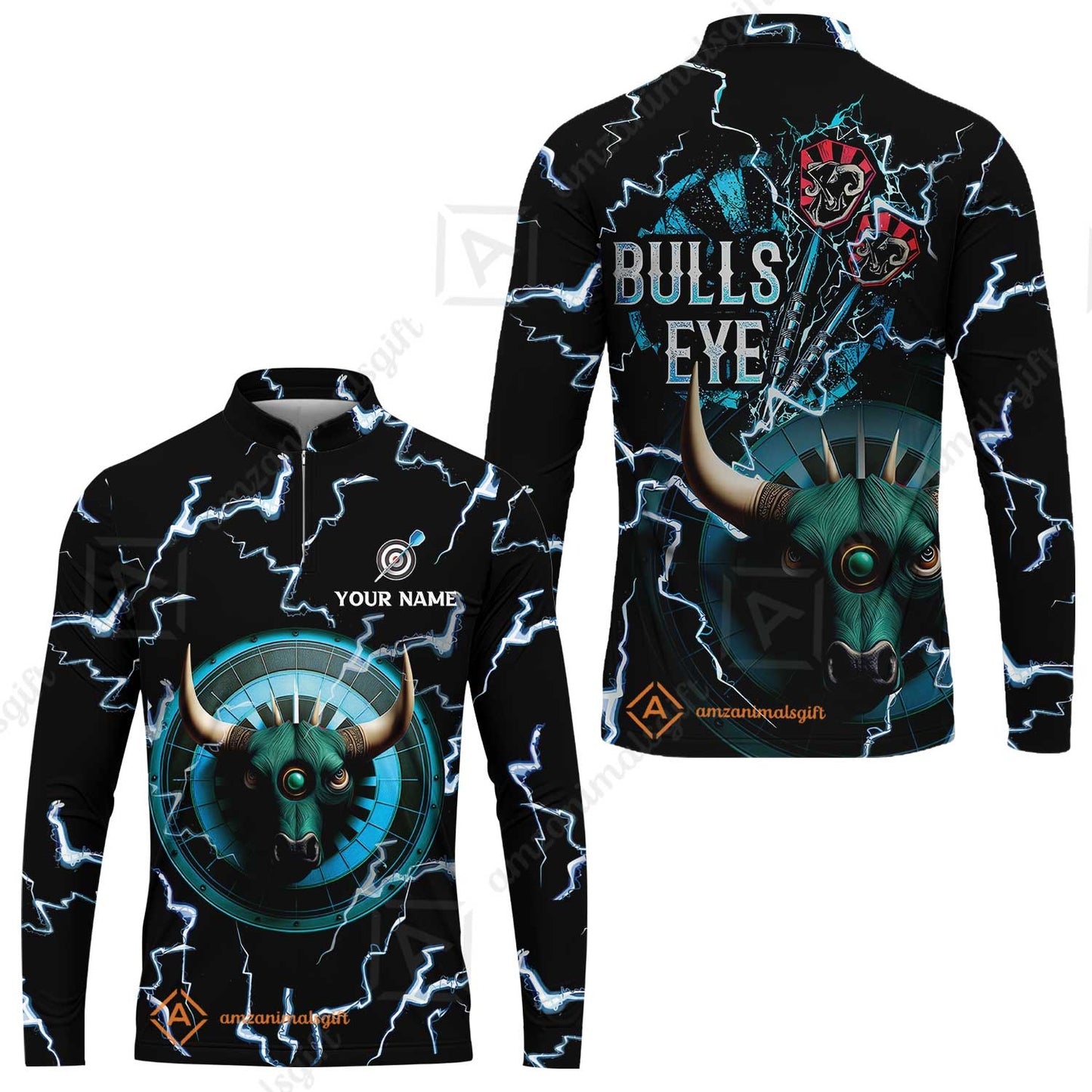 Customized Darts Long Sleeve Jersey, Bullseye Dartboard, Personalized Name Darts And Bull Long Sleeve Jersey For Men - Perfect Gift For Darts Lovers, Darts Players