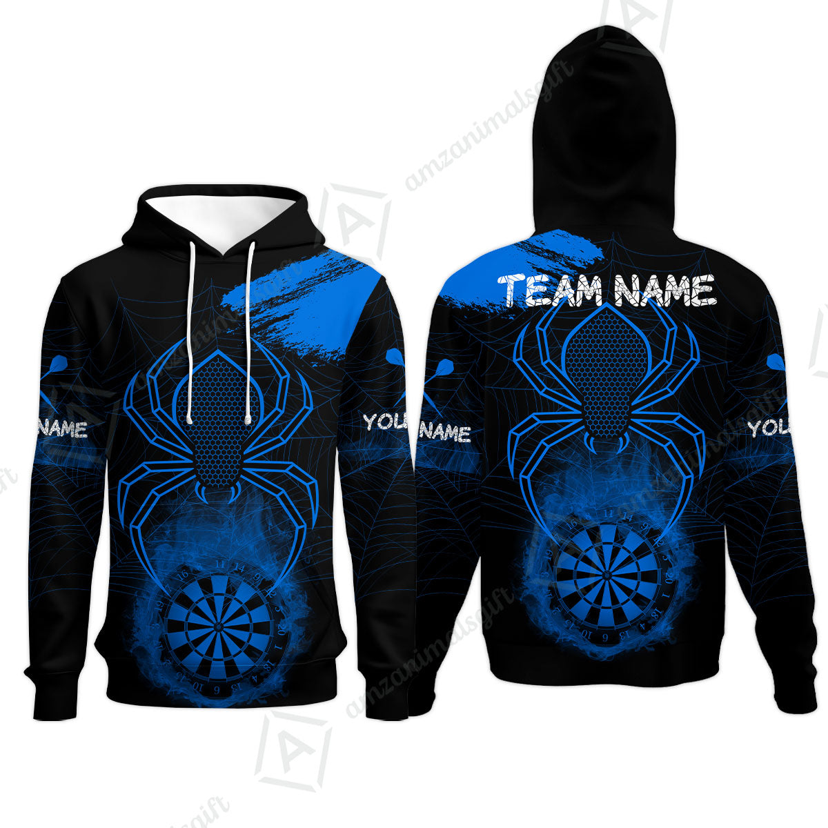 Customized Darts Hoodie, Darts Spider Men's Grunge Darts Smoke Dartboard Hoodie for Darts Players