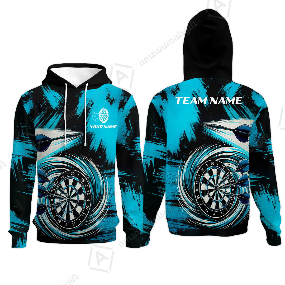 Customized Darts Hoodie, Darts Colorful Wave Custom Name Team Name Hoodie For Darts Player