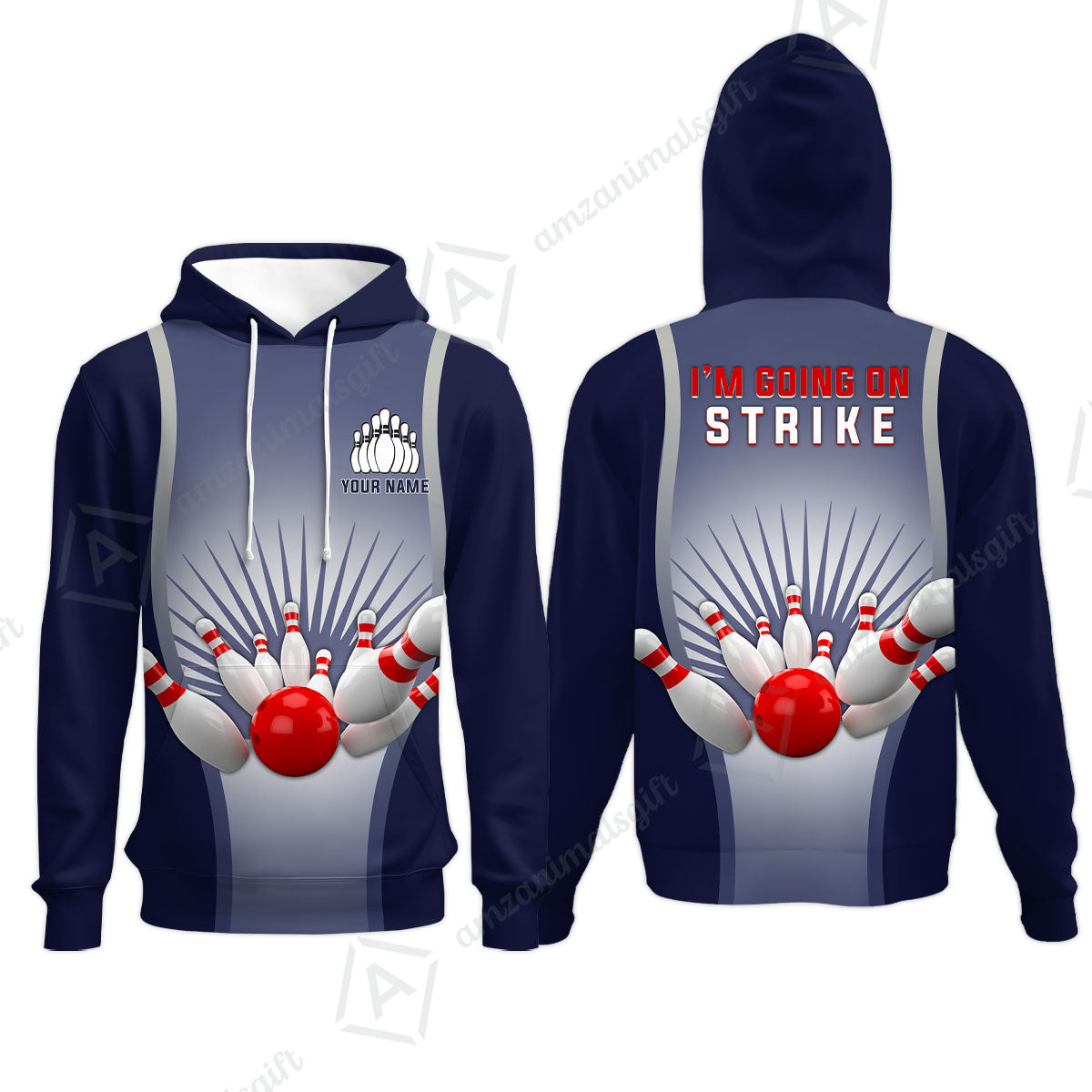 Bowling Hoodie Custom Name - Bowling I'm Going On Strike Personalized Aloha Hoodie - Gift For Friend, Family, Bowling Lovers