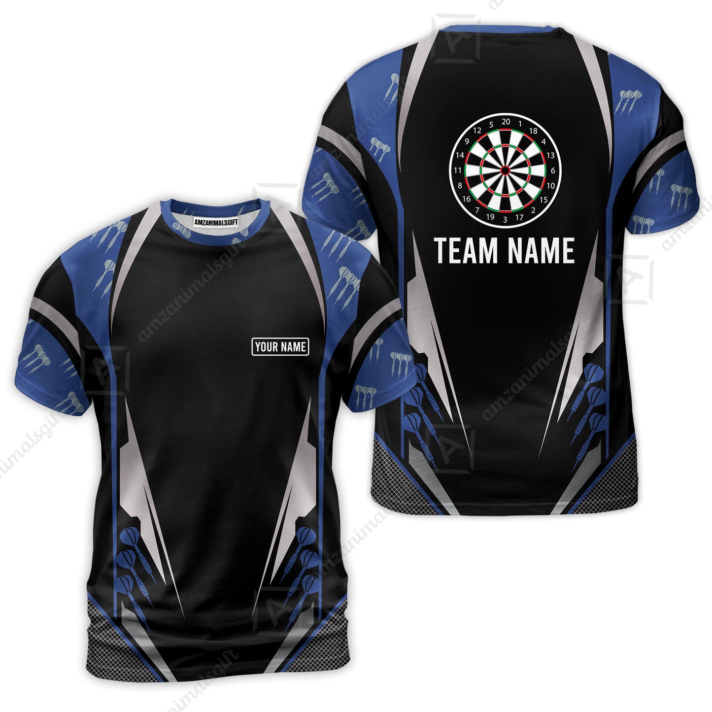 Customized Darts Team T-Shirt, Dartboard Center Multicolor Option With Personalized Name And Team Name