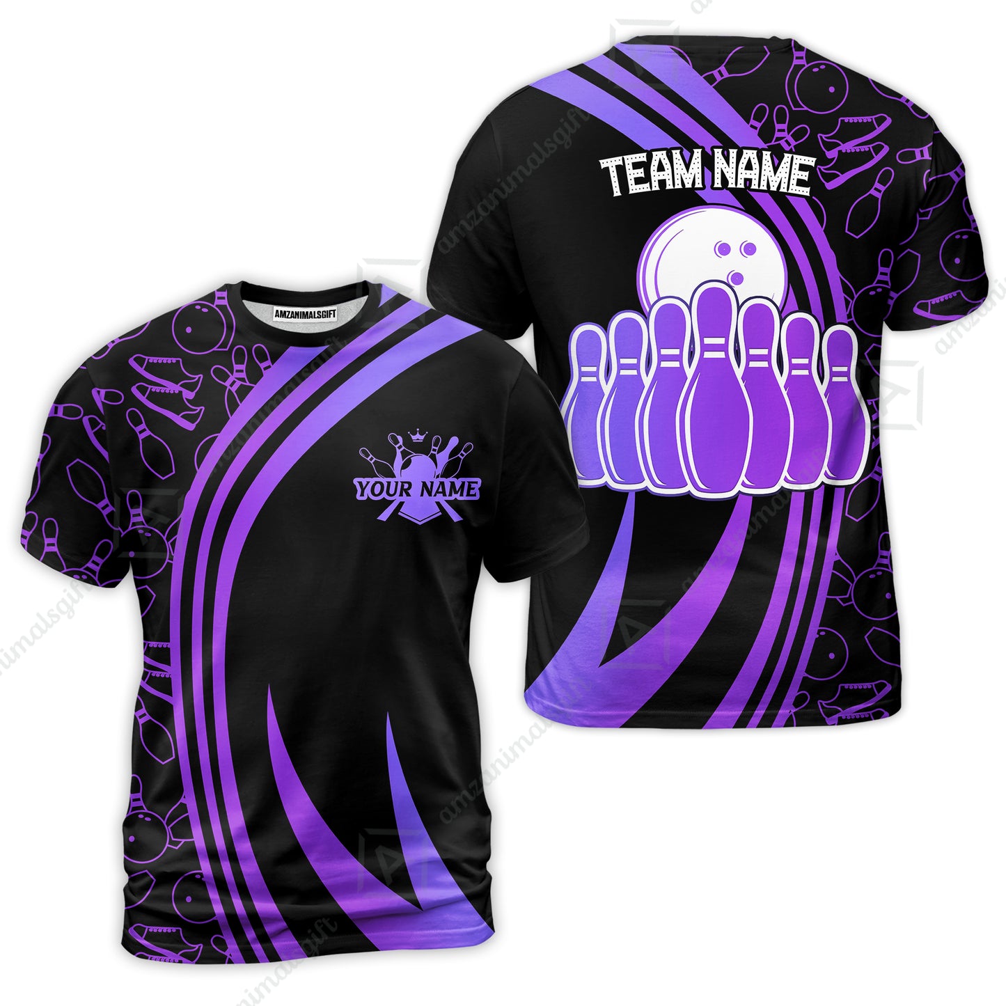 Customized Bowling Team T-Shirt Neon Multicolor Bowling Uniforms Jersey With Name And Team Name For Team League Bowlers