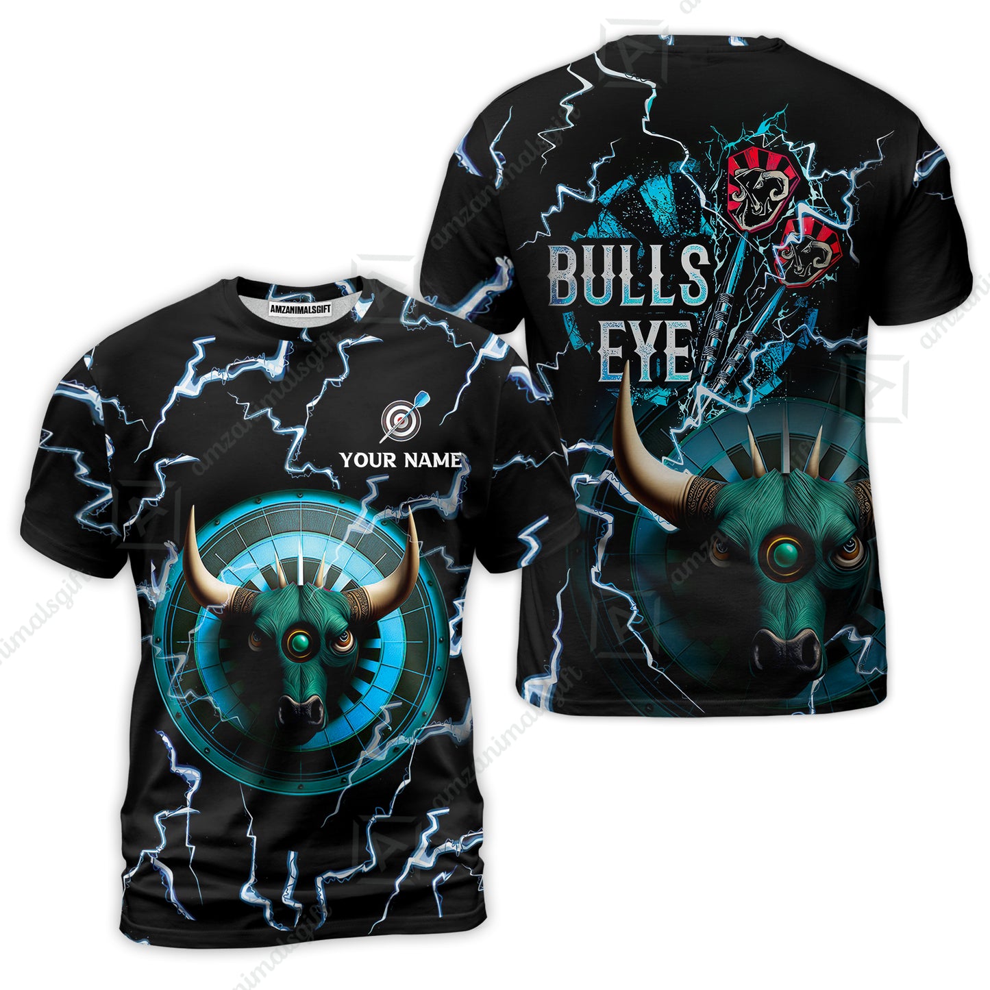 Customized Darts T-Shirt, Bullseye Dartboard, Personalized Name Darts And Bull T-Shirt For Men - Perfect Gift For Darts Lovers, Darts Players