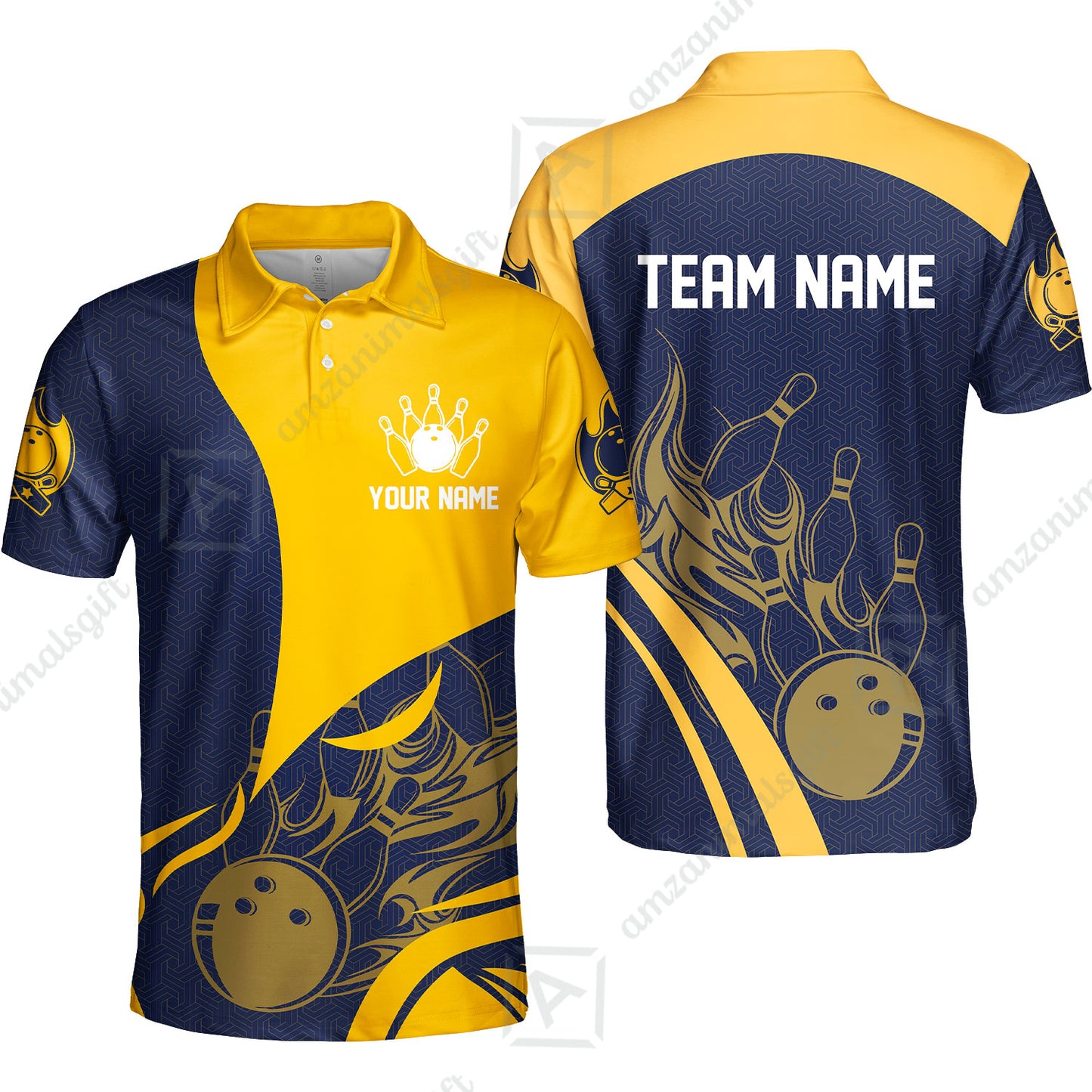 Customized Bowling Polo Shirt, Custom Flame Bowling Uniform Polo Shirt, Multicolor Team Style Jersey for Bowlers