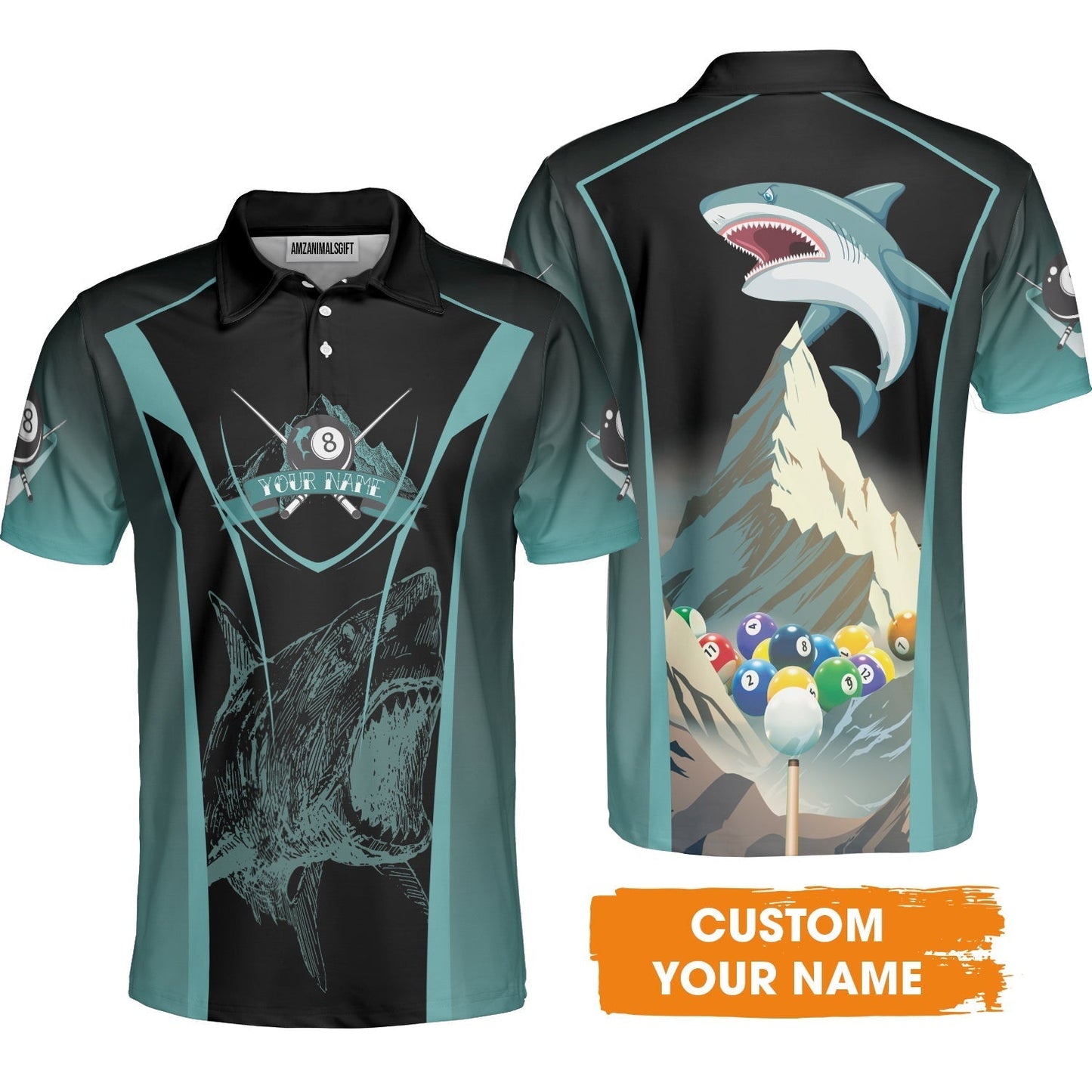 8 Ball Billiards Custom Name Sweater, Personalized 8 Ball Sharks Sweater - Best Gift For Billiards Lovers