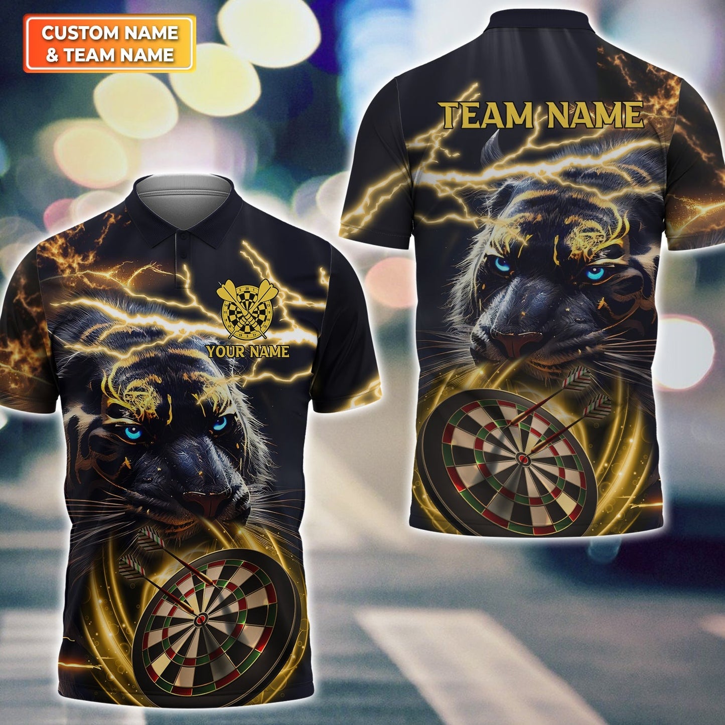Customized Name & Team Name Darts T-Shirt, Storm Tiger Personalized For Dart Team Player T-Shirt