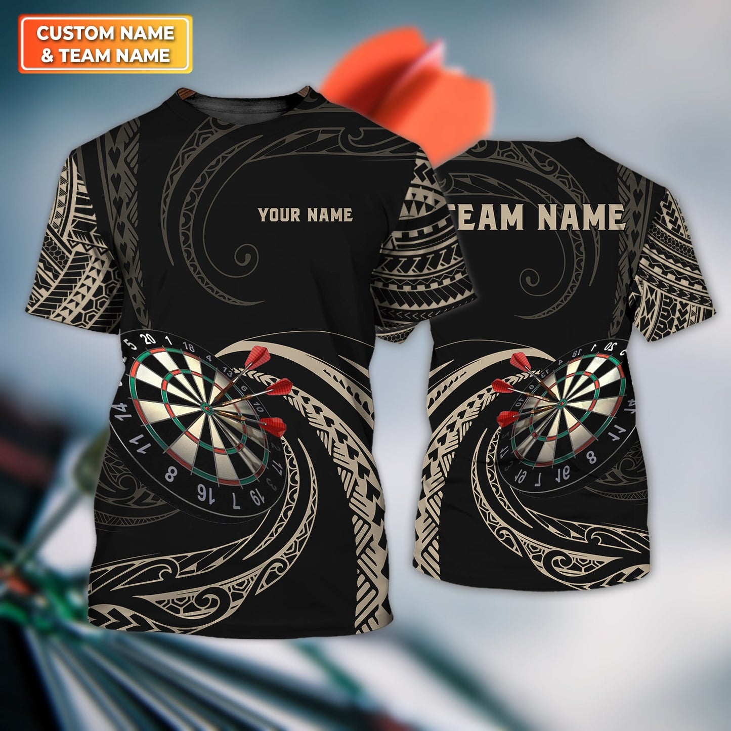 Tattoo Maori Tribal And Darts Personalized Polo Shirt, Perfect Jerseys For Darts Players Team