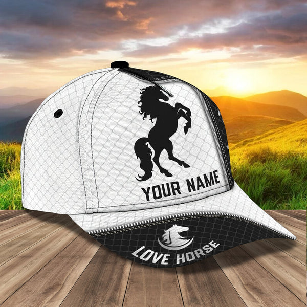 Customized Horse Classic Caps Hat, Horse Pattern Black And White Baseball Caps, Best Farm Hat For Men Women Farmer