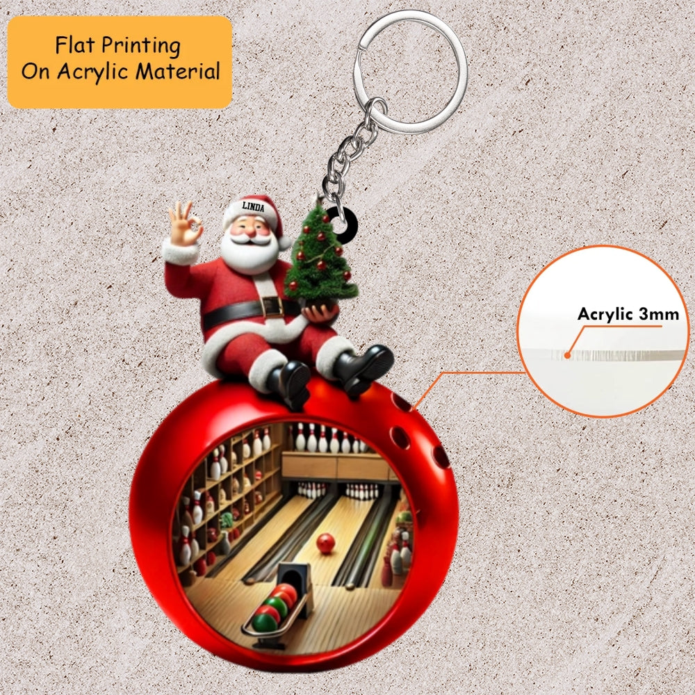 Personalized Bowling Acrylic Ornament, Bowling Keychain, Car Ornament, Christmas Ornament Gifts