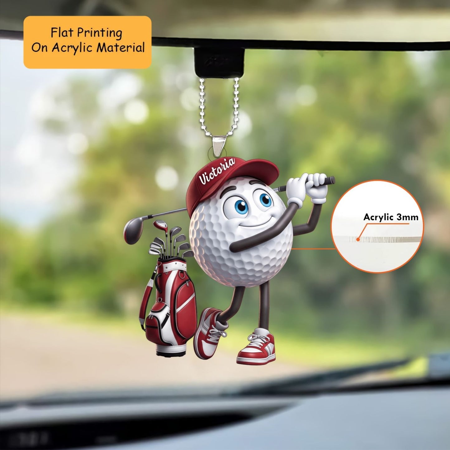 Personalized Christmas Golf Ornament, Ball Playing Golf Christmas, Custom Ornament Christmas Gift, Keychain Golf Christmas, Car Ornament Golf Christmas