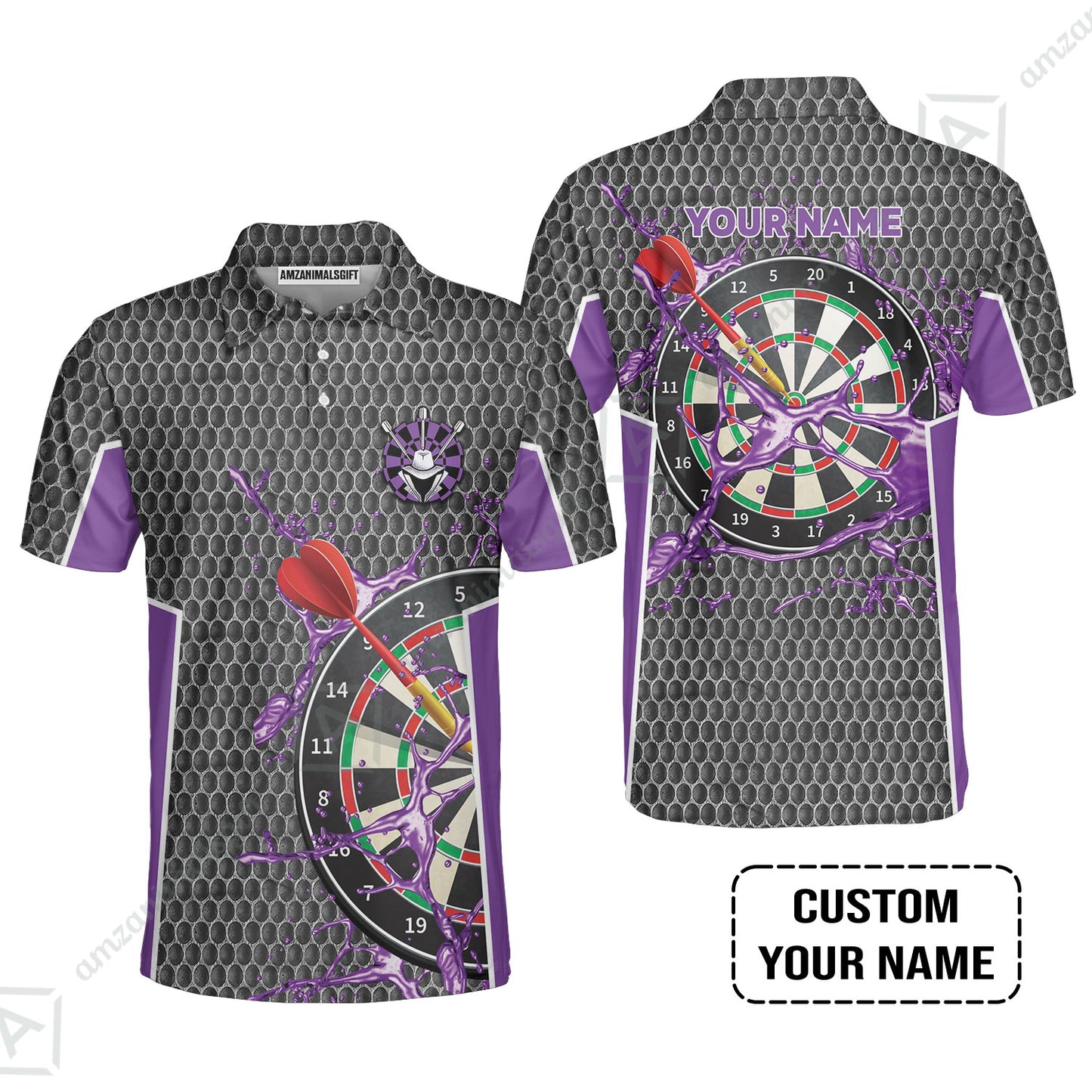 Customized Darts T-Shirt, Teal Darts Water Honeycomb, Personalized Name T-Shirt