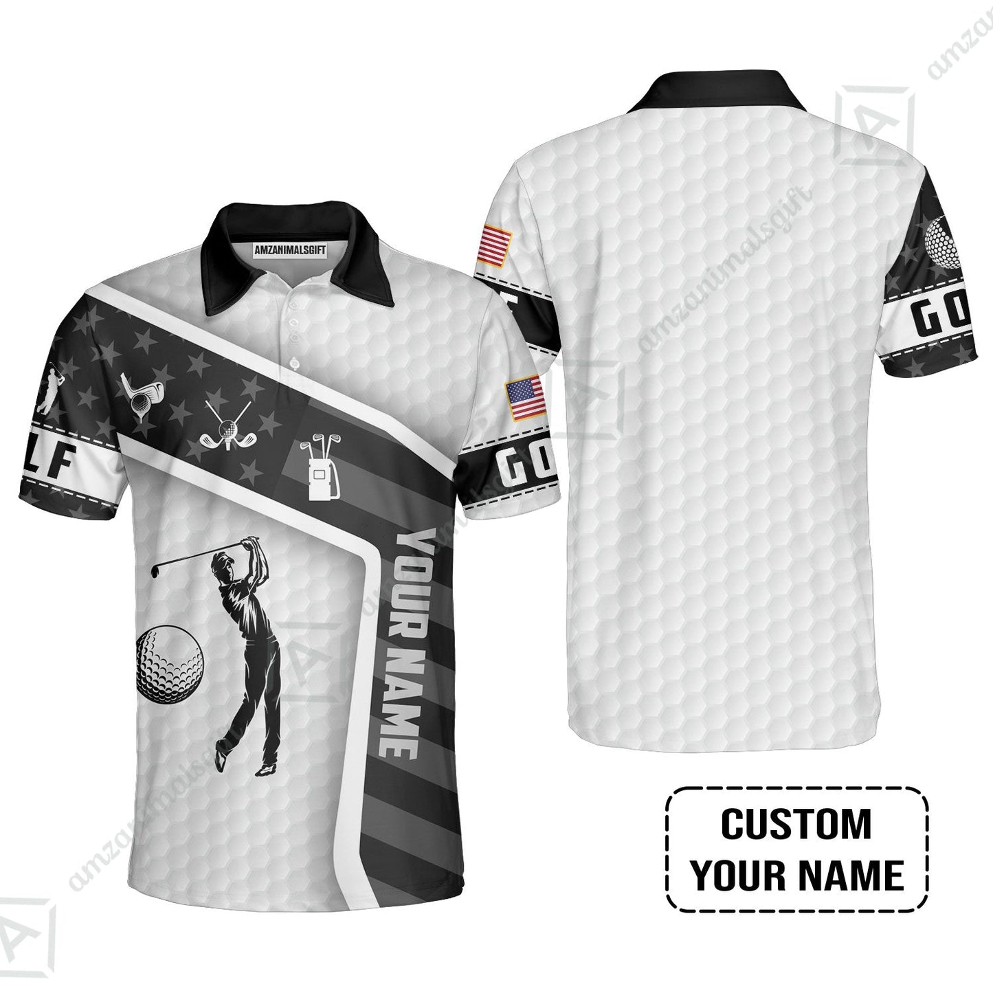 Customized Name Golf T-Shirt, Golf White Shirt Personalized Name Golf T-Shirt