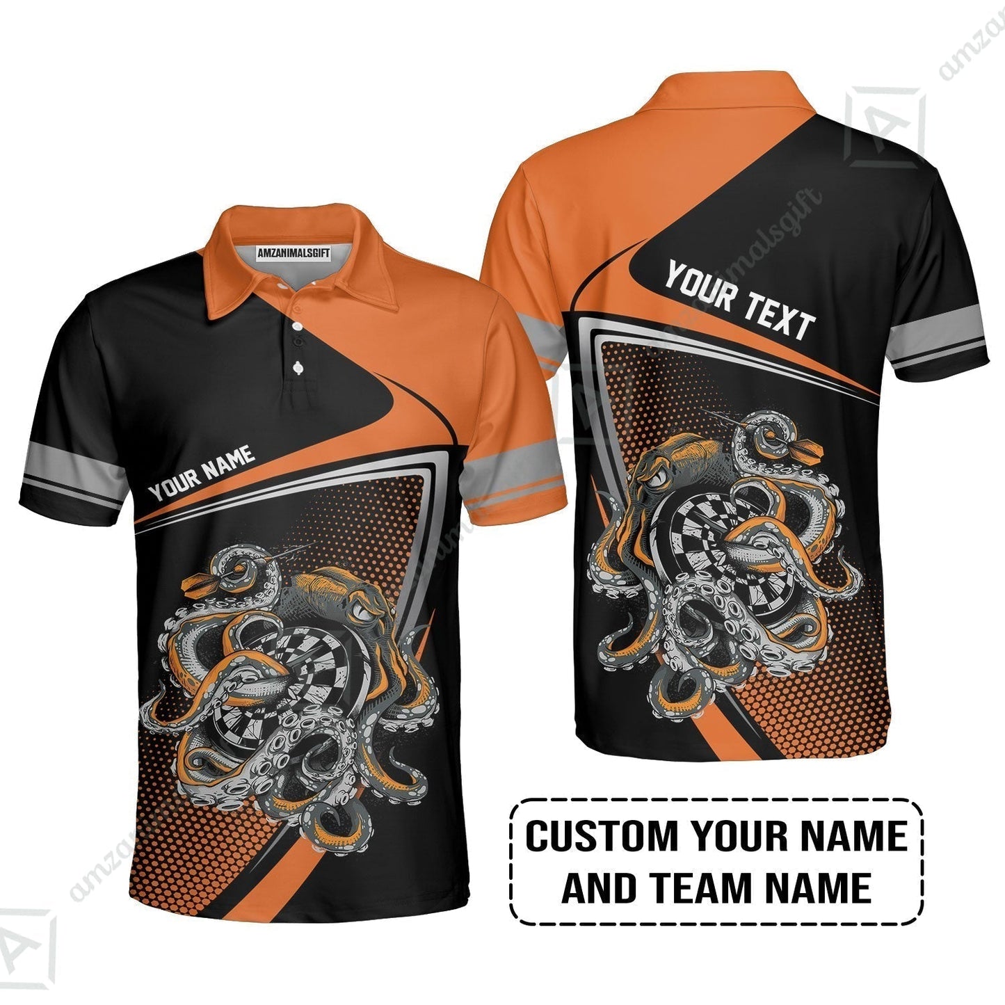 Customized Name & Text Darts T-Shirt, Personalized Darts And Octopus T-Shirt