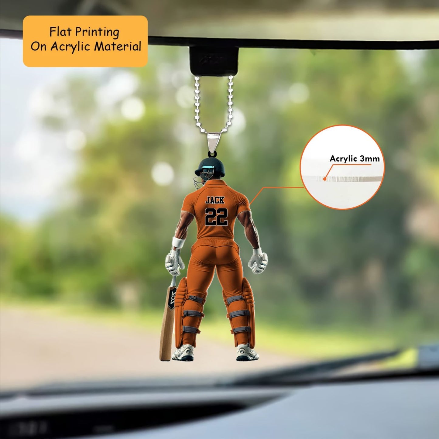 Personalized Cricket Christmas Ornament, Back View Custom Jersey, Custom Ornament Christmas Gift, Keychain Bowling, Car Ornament Bowling
