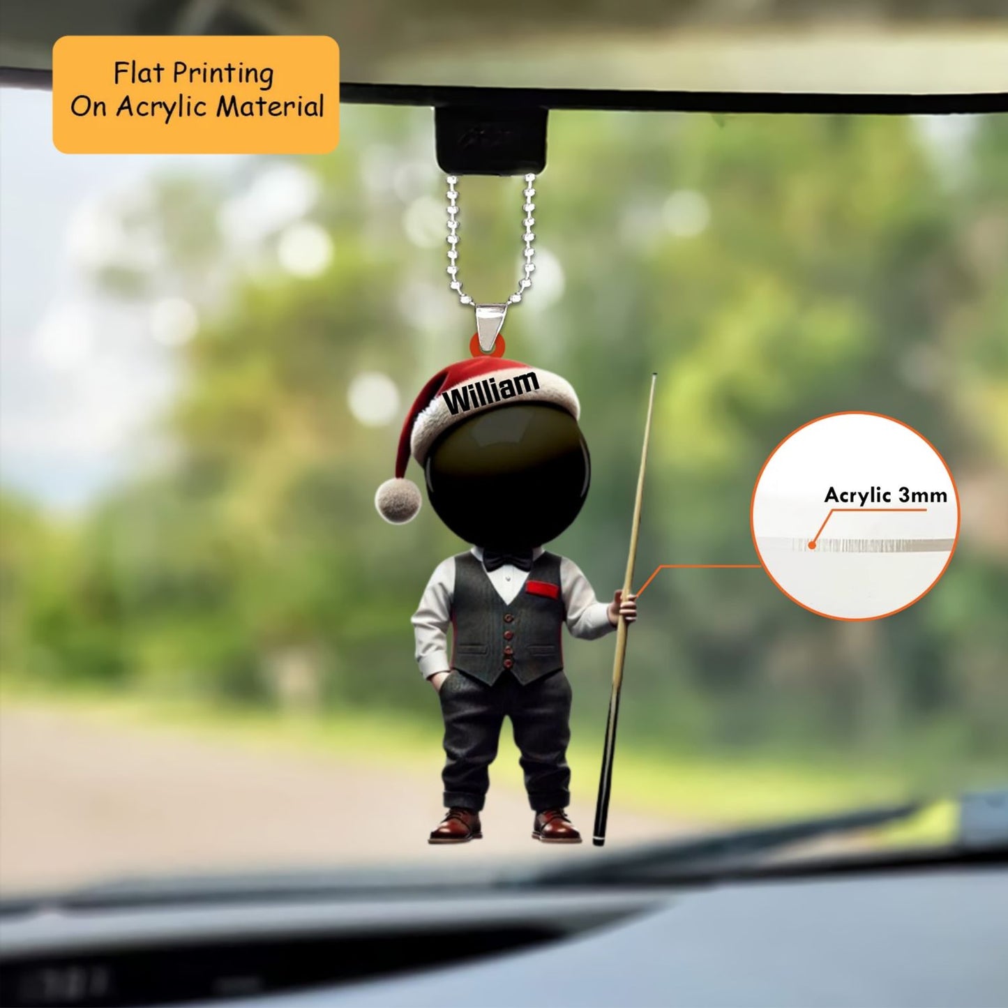 Personalized Christmas Billiard Ornament, Billiard Player Christmas, Custom Ornament Christmas Gift, Keychain Billiard Christmas, Car Ornament Billiard Christmas