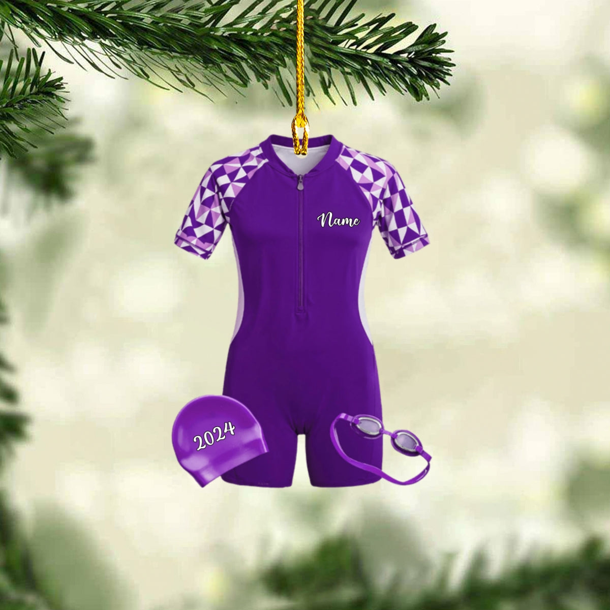 Personalized Swimming Gear Flat Acrylic Ornament, Meaningful Christmas Ornament Gifts For Son, Grandson, Family, Friends