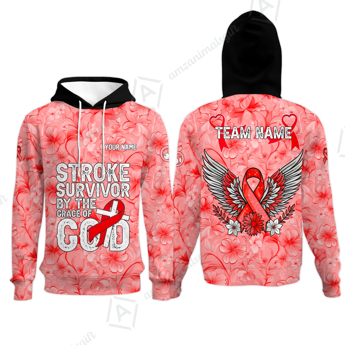 Stroke Survivor Custom Name Bowling Polo Shirt – Stroke Survivor By The Grace Of God – Custom Team Bowling Jersey
