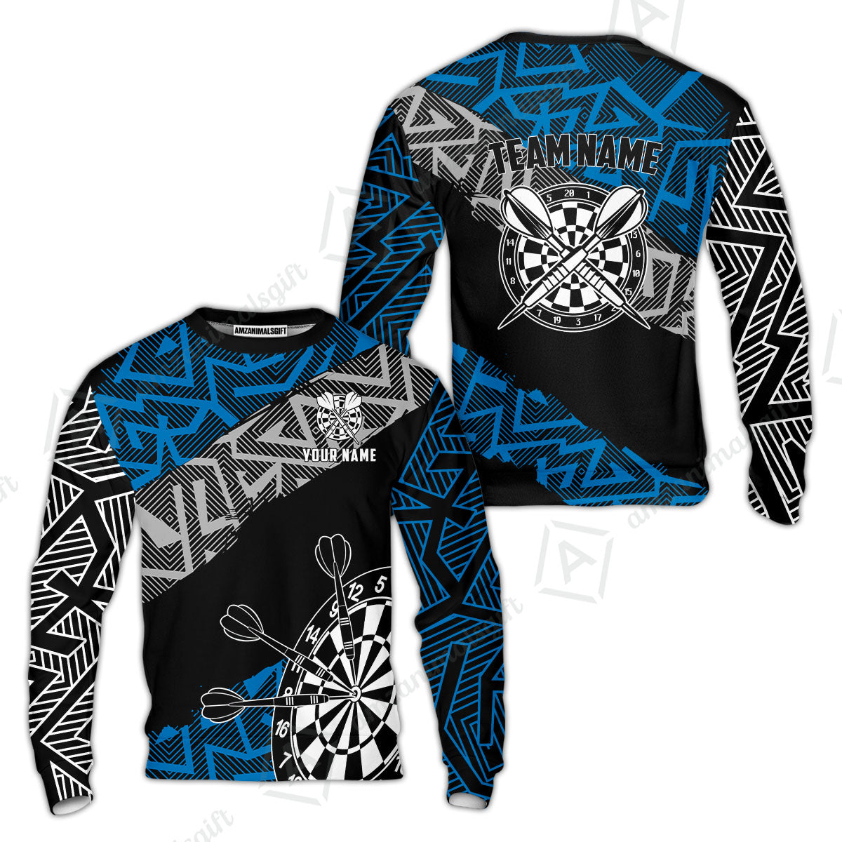 Custom Zig-Zag Pattern Darts Quarter-Zip Polo Shirts, Custom Darts Team Jerseys Uniform, Personalized Name And Team Name