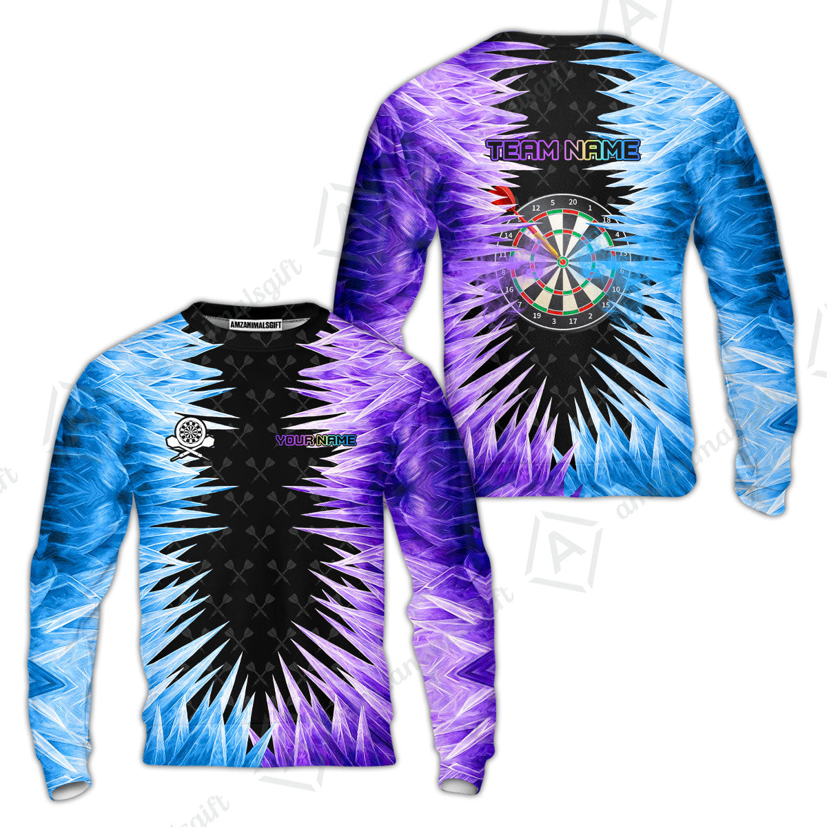 Customized Darts Sweatshirt, Darts Dartboard Ice And Fire Multicolor Sweatshirt Jersey For Darts Players