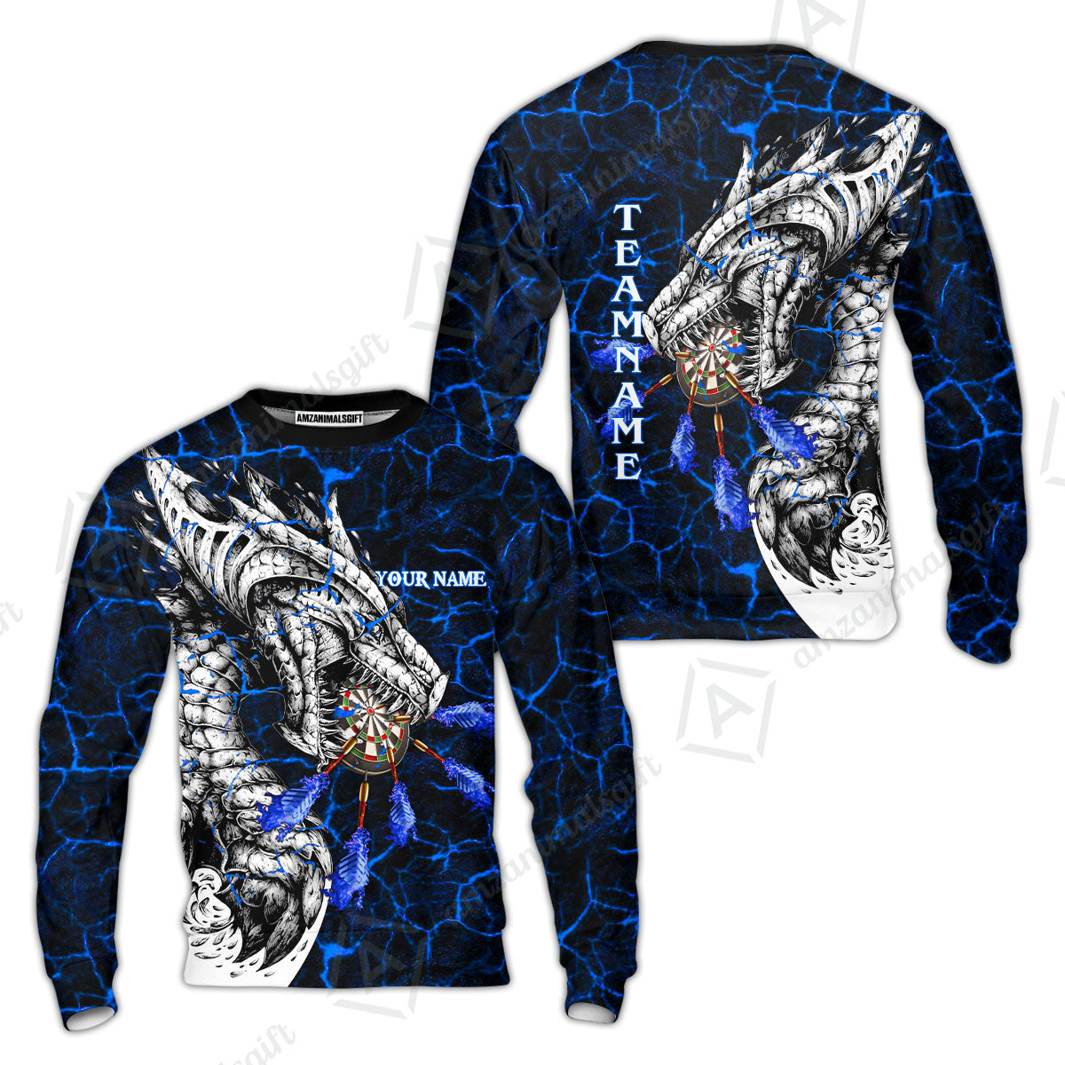 Customized Darts Team Sweatshirt, Darts And Dragon With Magma Personalized Sweatshirt For Darts Players