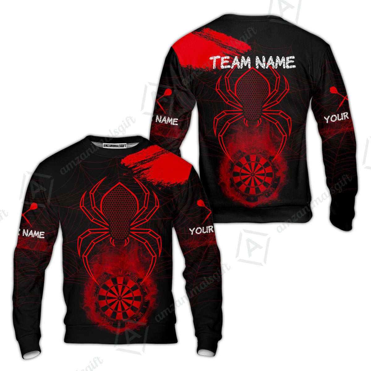 Customized Darts Sweatshirt, Darts Spider Men's Grunge Darts Smoke Dartboard Sweatshirt for Darts Players