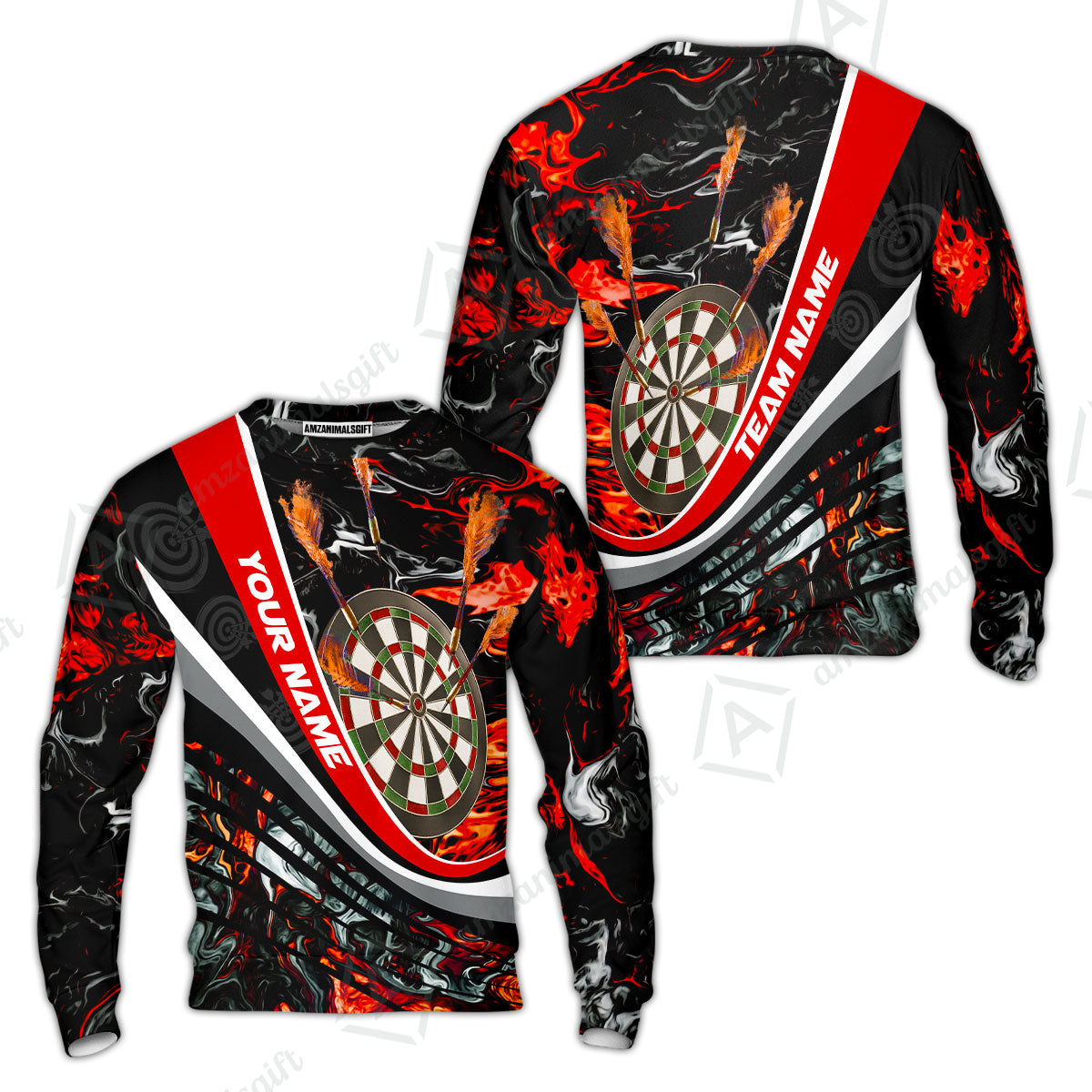 Customized Darts Sweatshirt, Darts Flaming Magma Multicolor Sweatshirt Custom Team Jersey For Darts Player