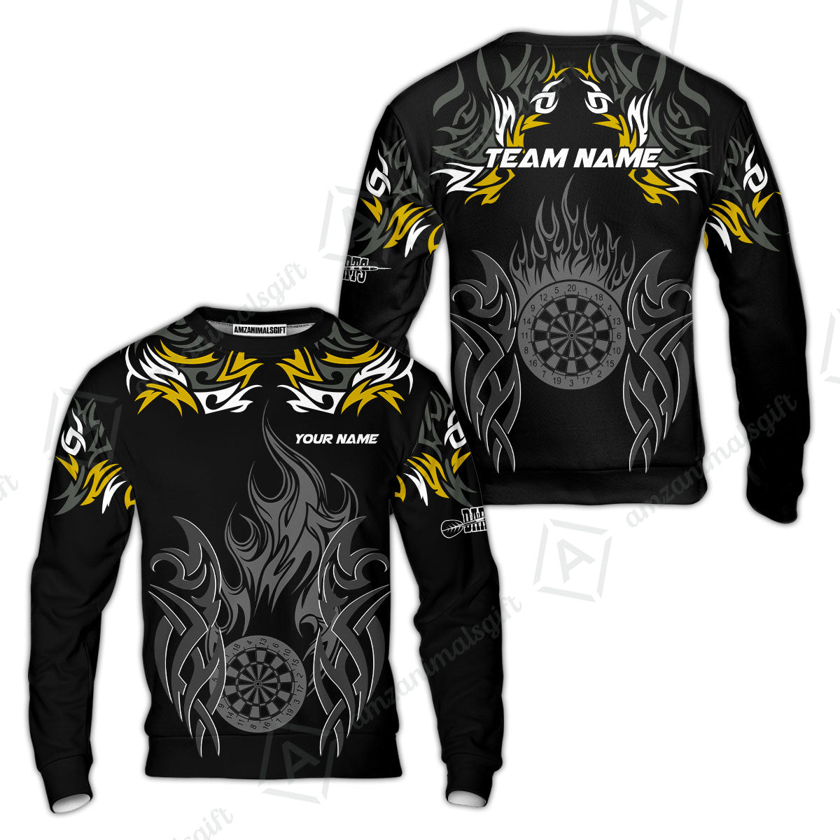Customized Darts Sweatshirt, Dartboard Fire Flame Darts Sweatshirt Multicolor Team Style, Jersey for Darts Players