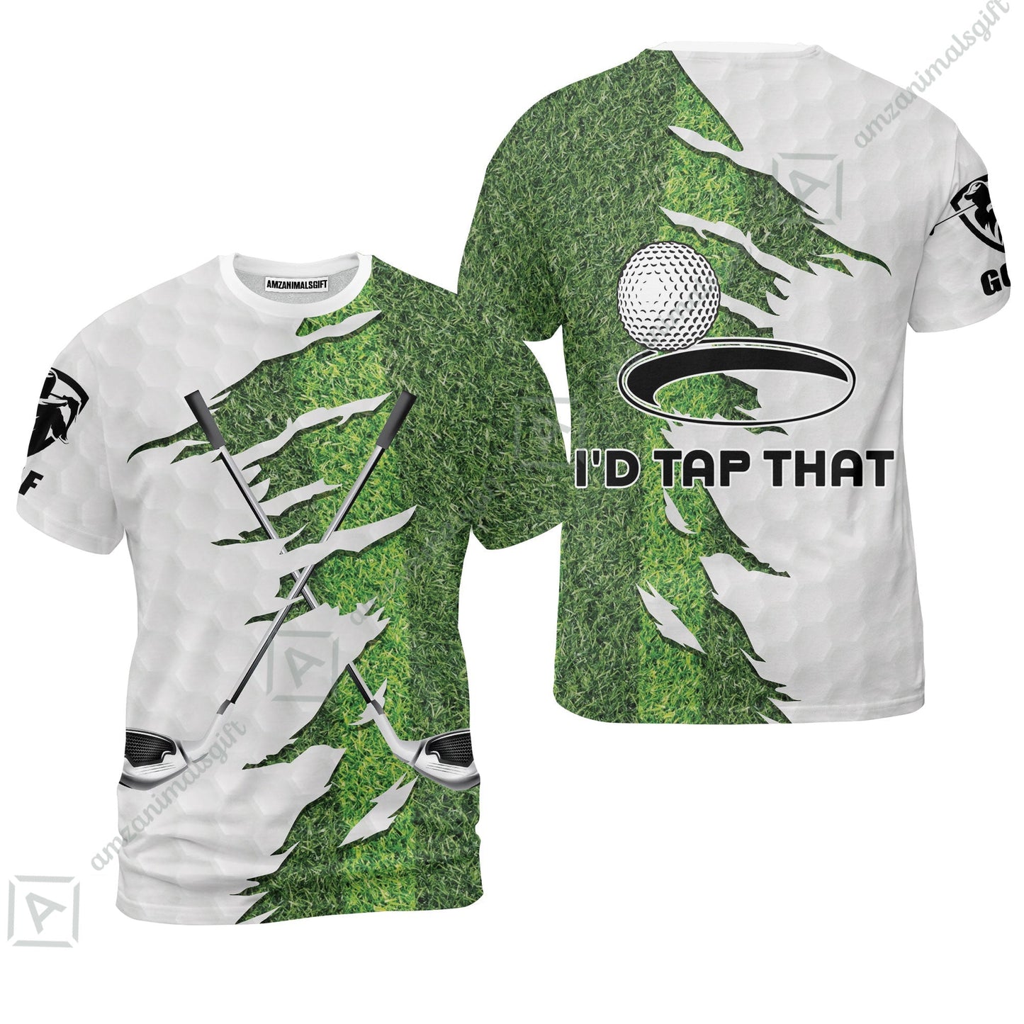 Green Golf Course Zip Polo Shirt, I'd Tap That Golf Zip Polo Shirt
