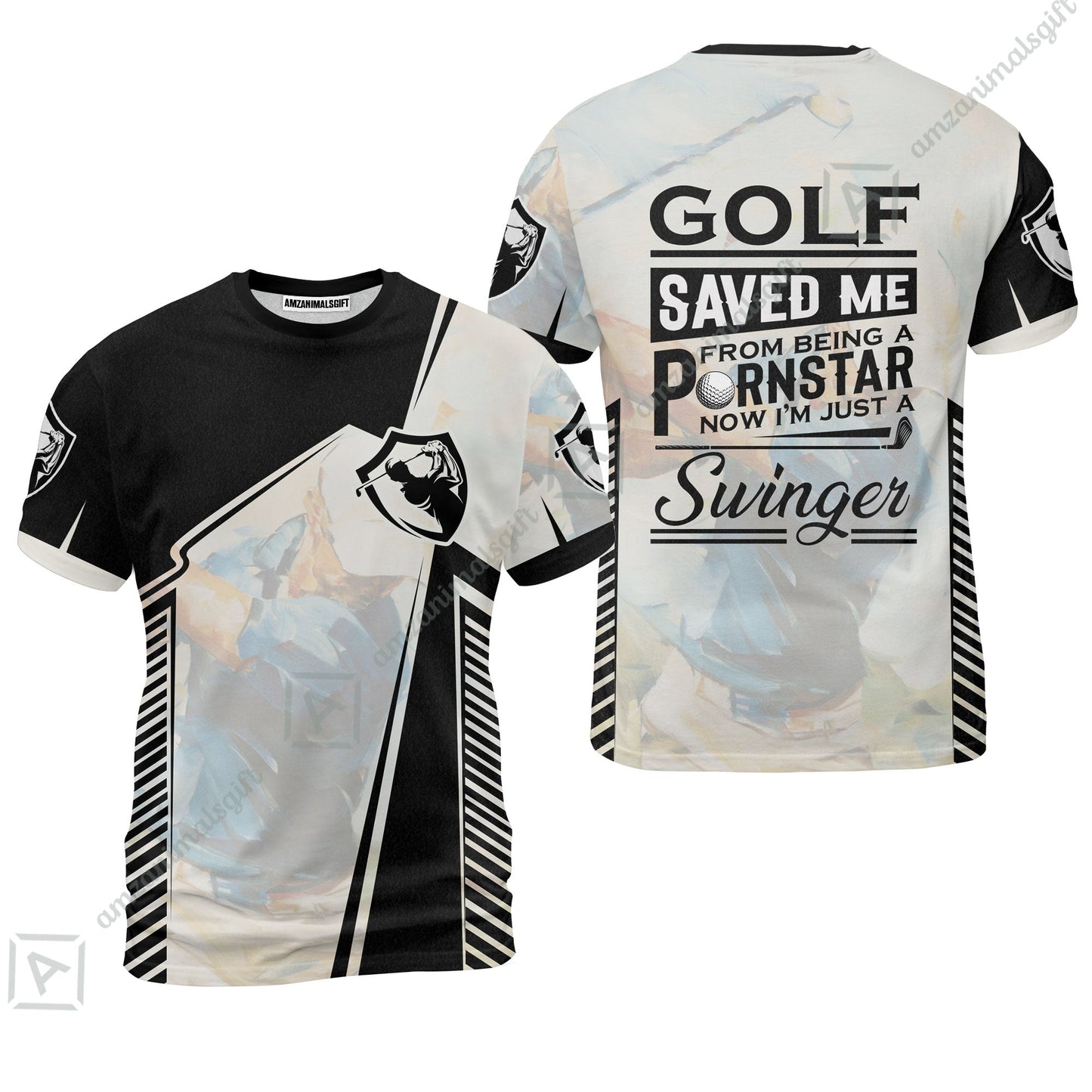 Black And White Long Polo Shirt, Golf Saved Me Golfing Long Polo Shirt